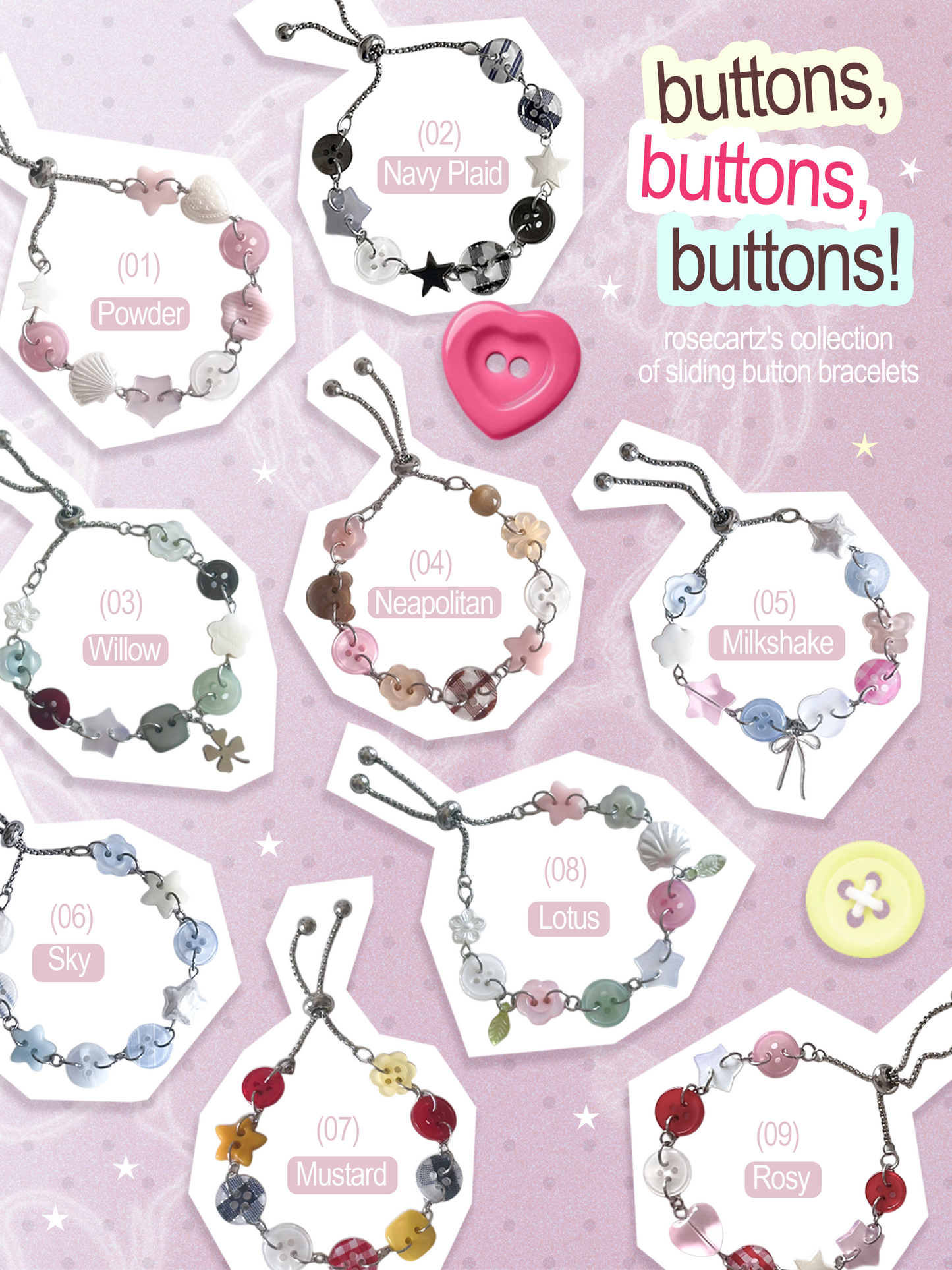 [PRE-ORDER] Sliding Button Bracelet